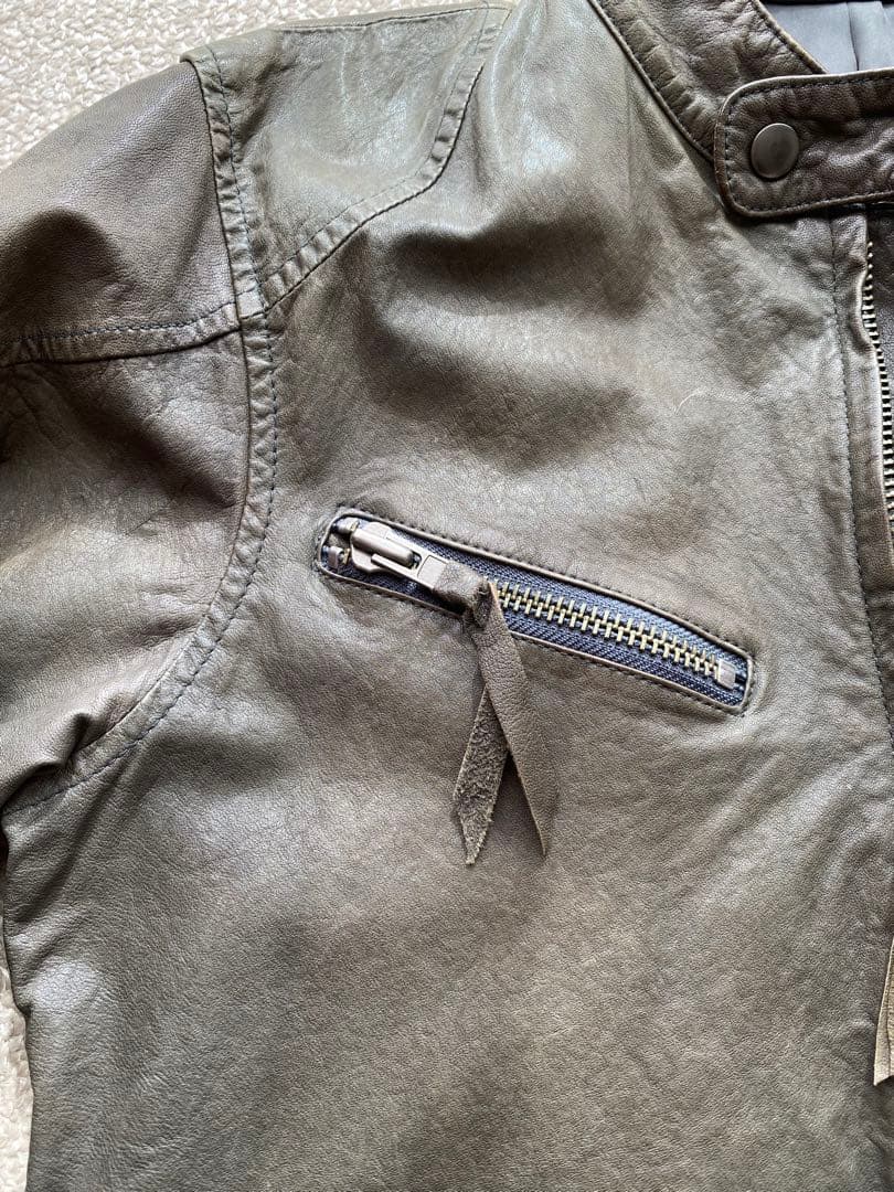 メンズ　ライダース　ハルフ　羊革　美品