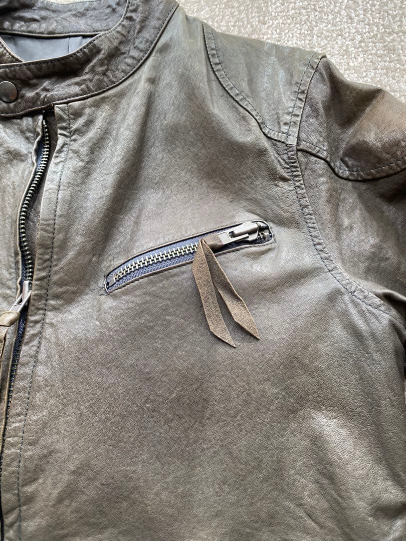 メンズ　ライダース　ハルフ　羊革　美品