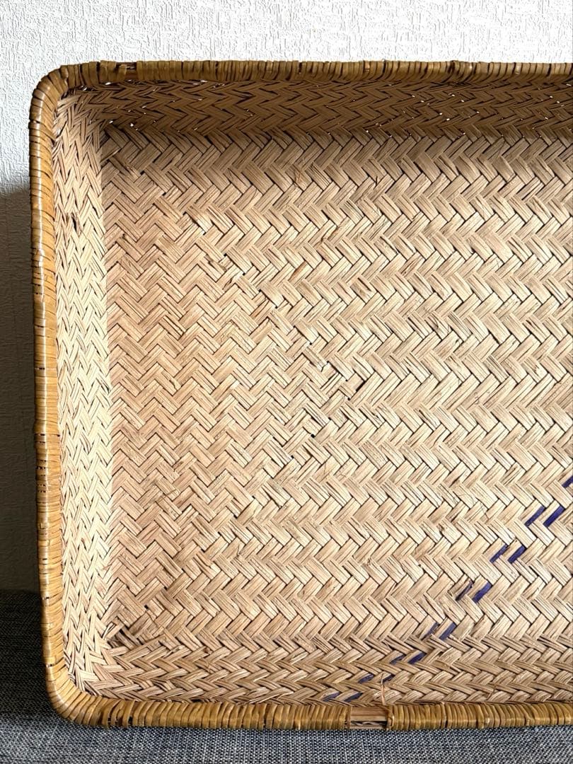 稀少 古道具 鳥越竹細工 竹籠 浅型 行李 鳥越 鈴竹 アンティーク