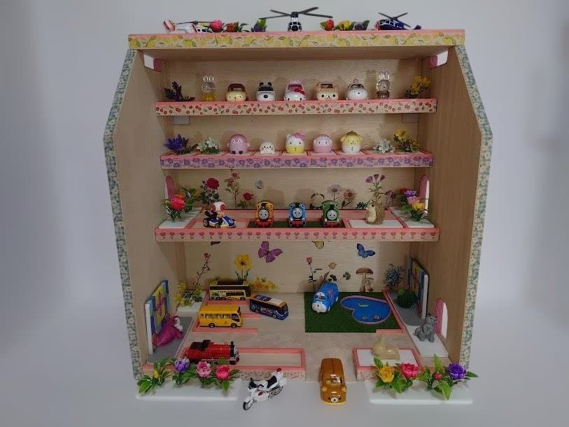 トミカ木製手作り駐車場（スモ－ルピンク）SP04