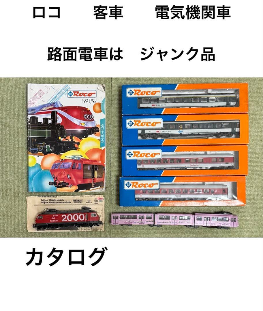 Roco HOゲージ　電気機関車　客車4両　(路面電車　はジャンク) カタログ