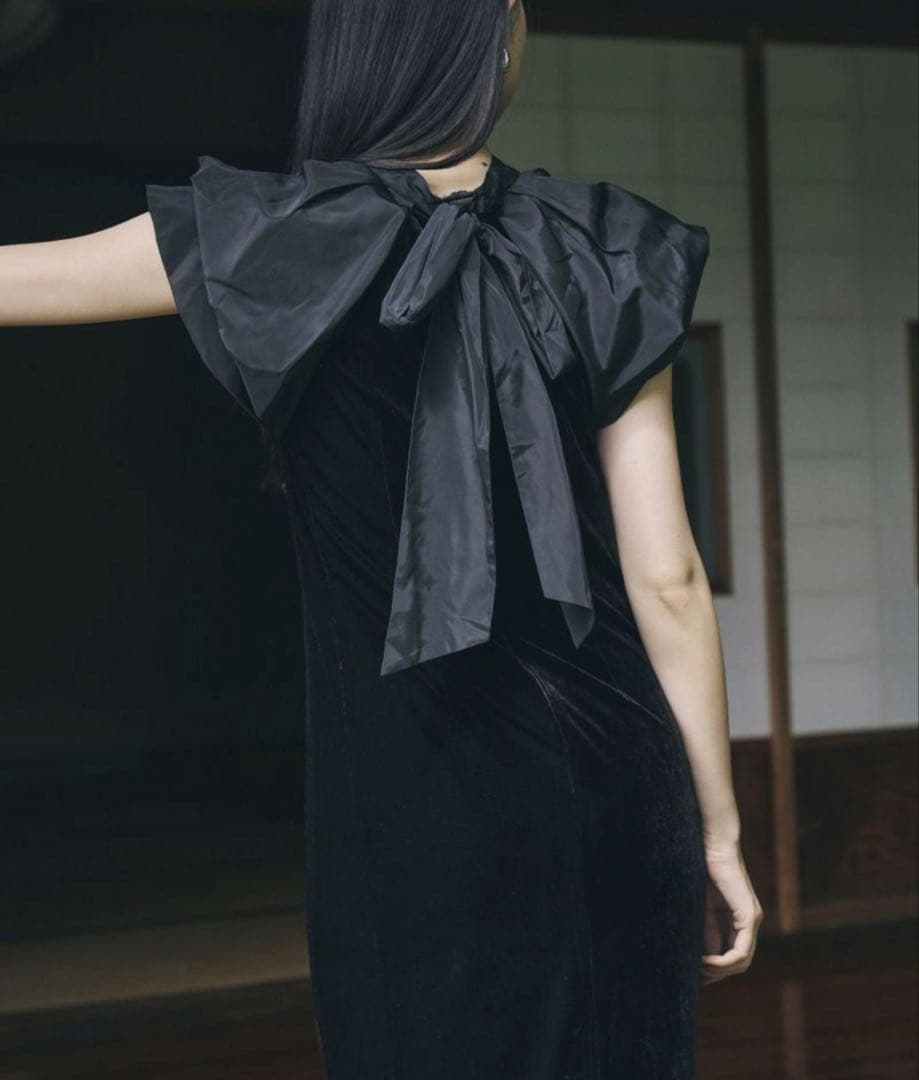 ANDRESD drape velour dress ベロアドレス