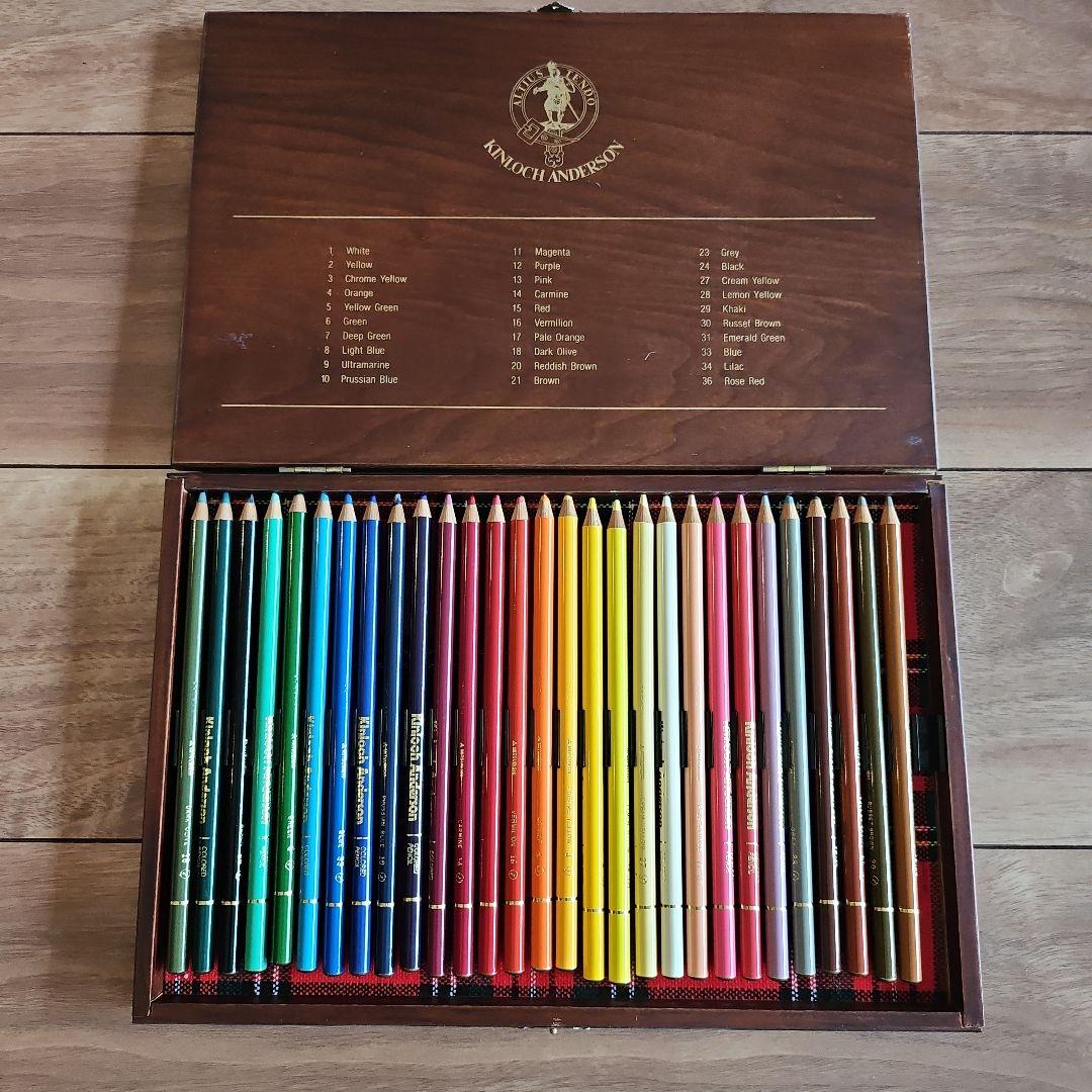 KINLOCH ANDERSON 水彩色鉛筆 36色 木製ケース