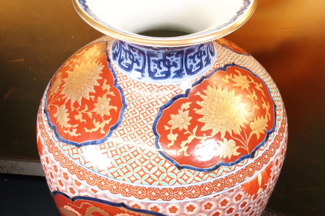 BE688　有田焼 松右衛門 作　染錦鳳凰　花瓶　花入　大型　高さ74㎝　共箱