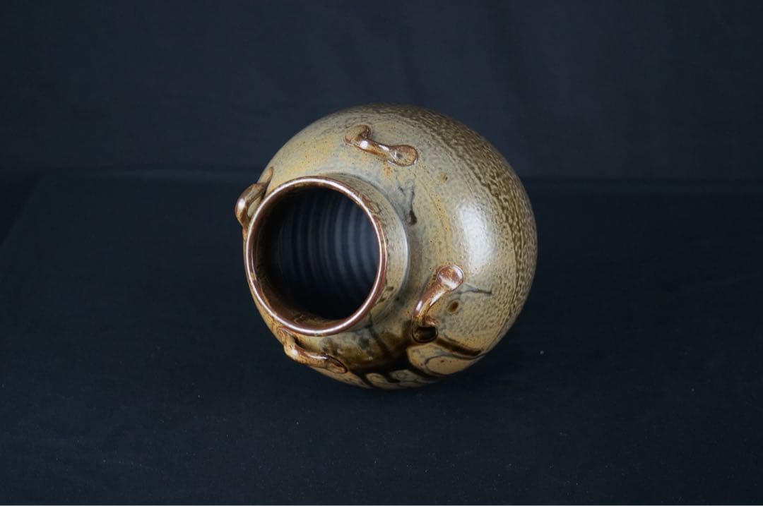 尾中窯 市野克 作 丹波焼 茶壺 飾壺 陶印 共箱 紙箱 茶道具 茶事