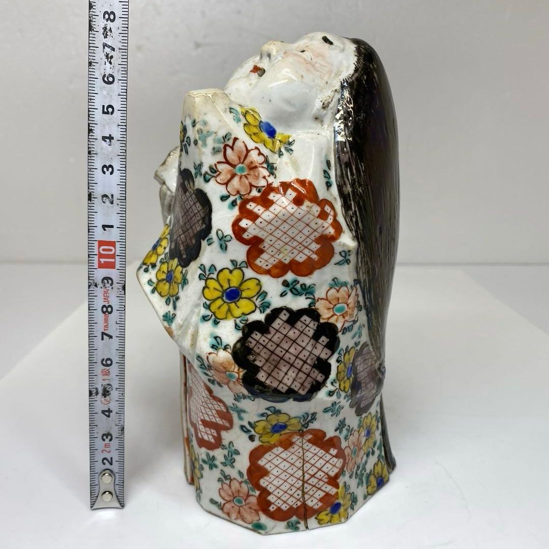 江戸時代　極彩色お多福　伏香炉　タニサ　東さ7-0130☆2F