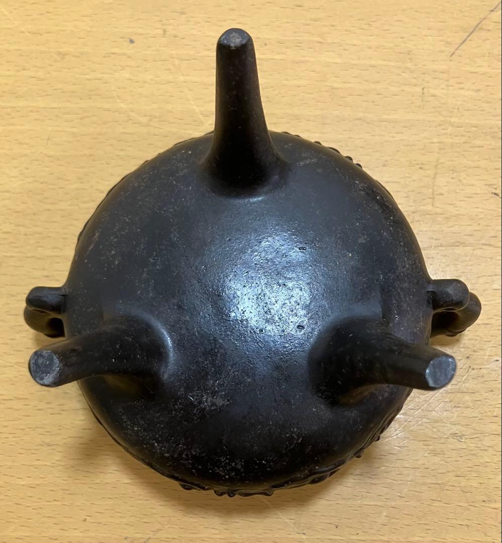 【香炉】三脚獅子摘龍紋獣　耳香炉　香爐　香道具　 古道具