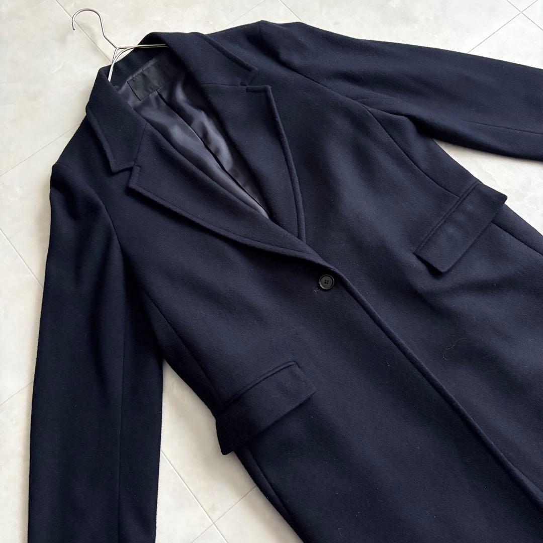 美品✨ ICB ウールチェスターロングコート 濃紺44 大きいサイズ ゆったり