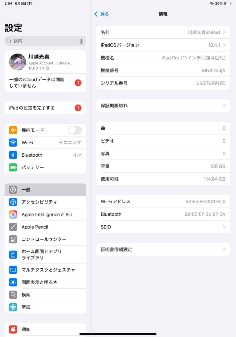 Apple iPad Pro 11インチ 128GB(第4世代)