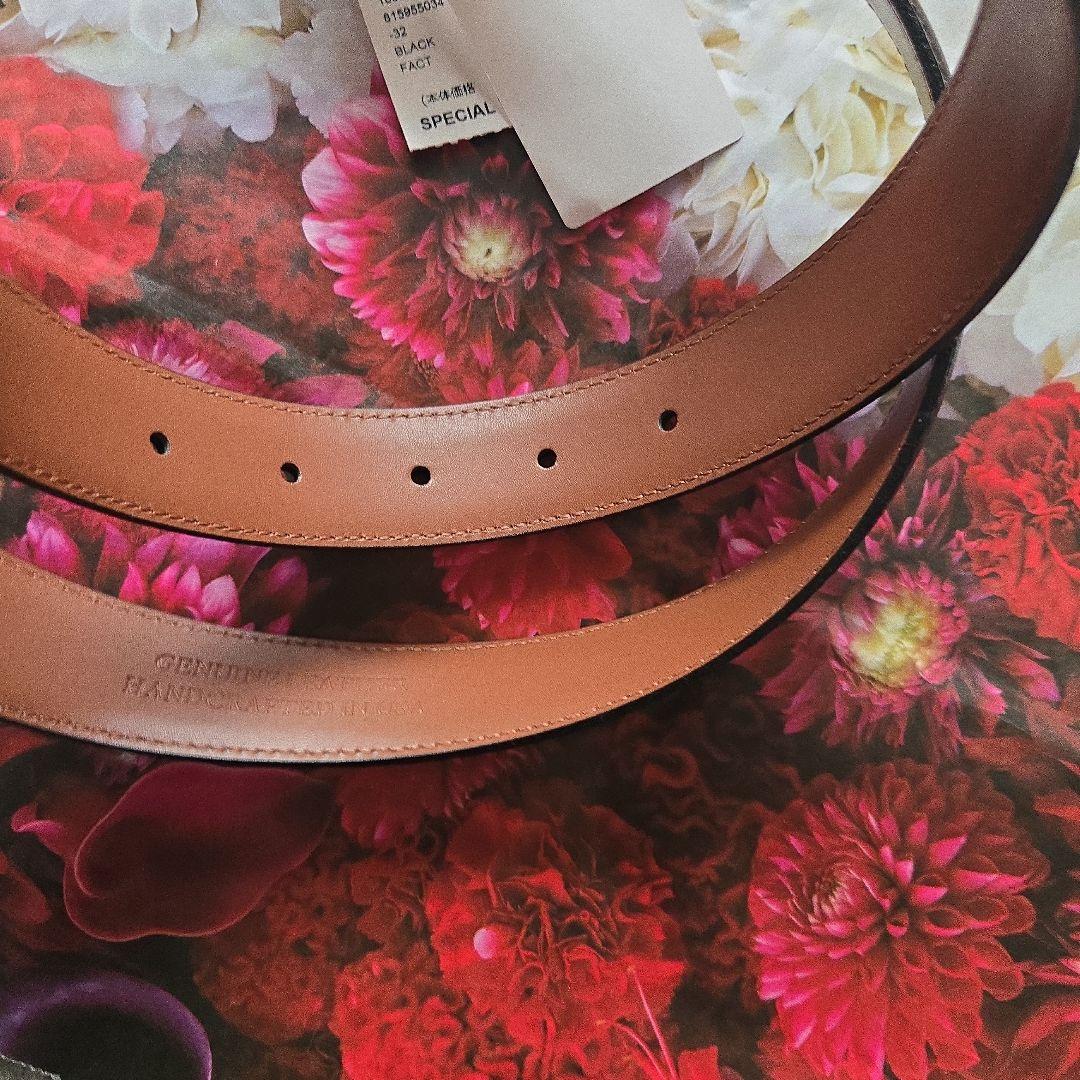 未使用　タグ付き　ブルックスブラザーズ　メンズベルト 革ベルト BROOKS