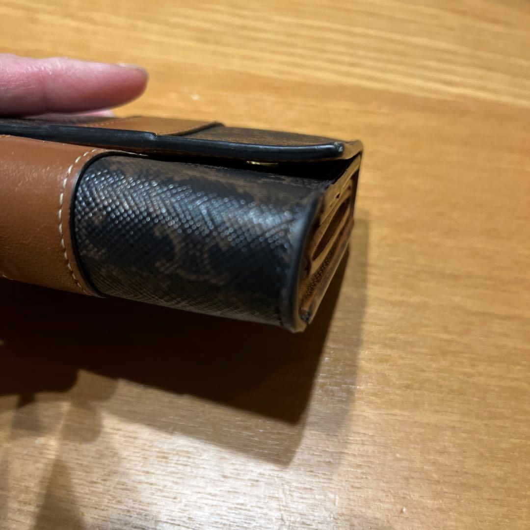 CELINE 三つ折り財布 ダークブルー/ブラウン