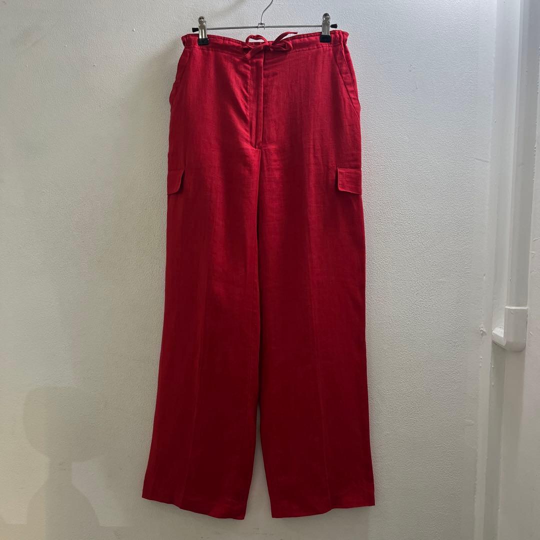 ヨーロッパ 90s 80s リネン カーゴパンツ ヴィンテージ スラックス 麻