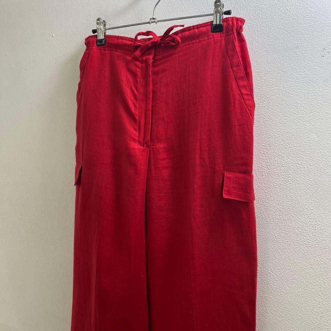 ヨーロッパ 90s 80s リネン カーゴパンツ ヴィンテージ スラックス 麻