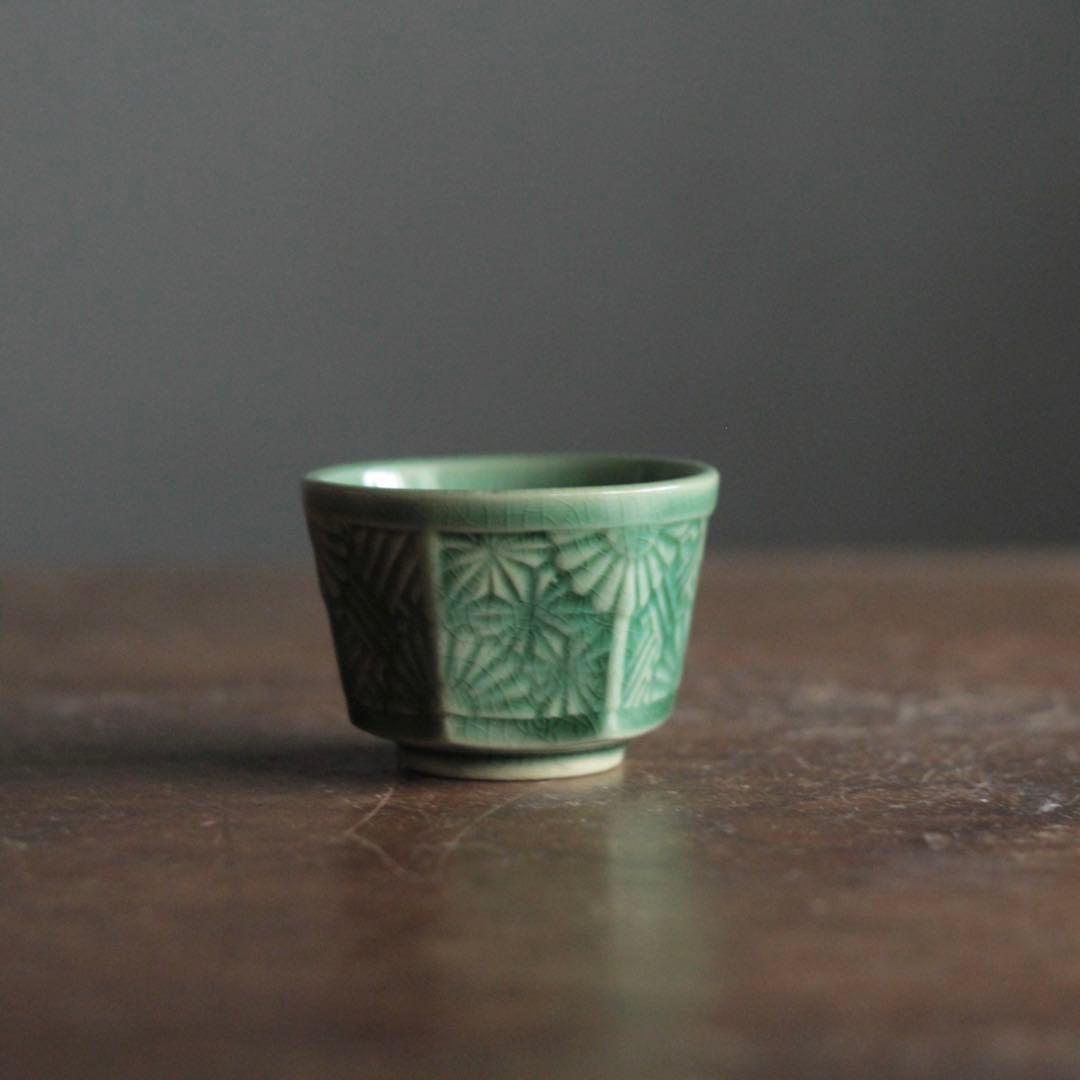 珉平焼 面取 盃 ぐい呑み 酒器 No.2 古美術 古道具 アンティーク