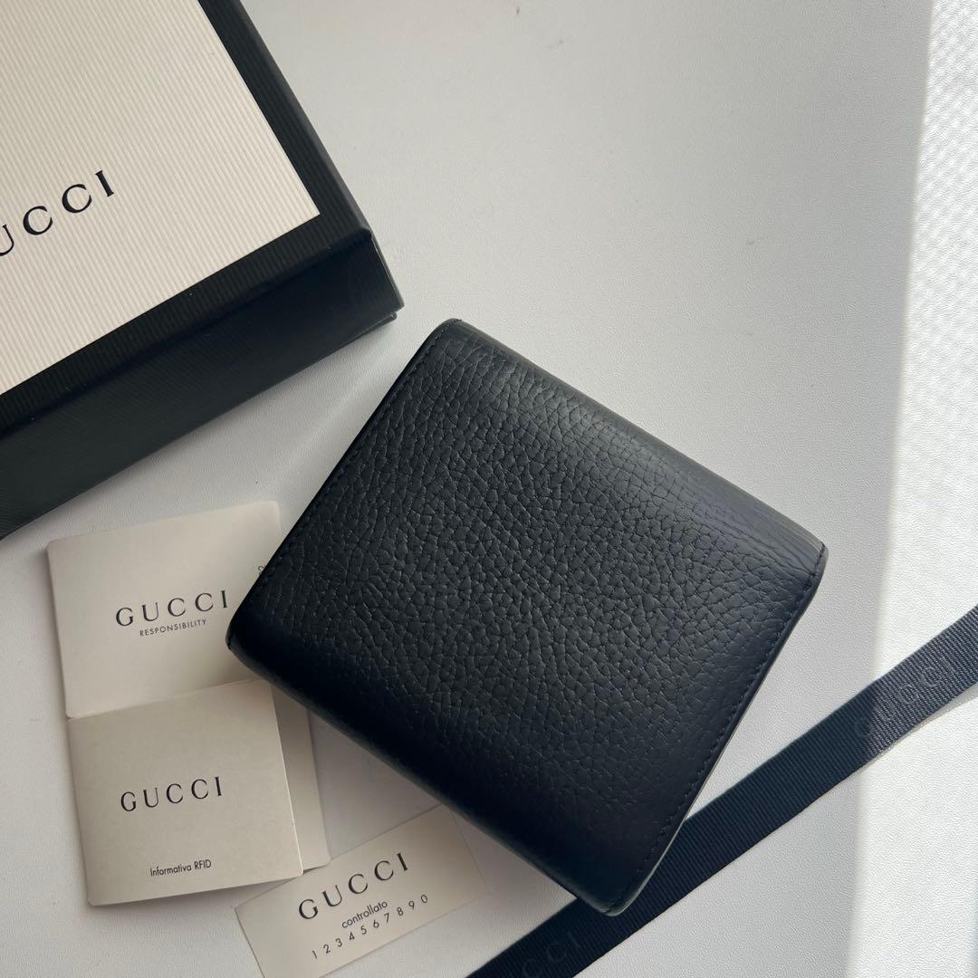 10 極上美品 GUCCI グッチ マーモント 2つ折り財布