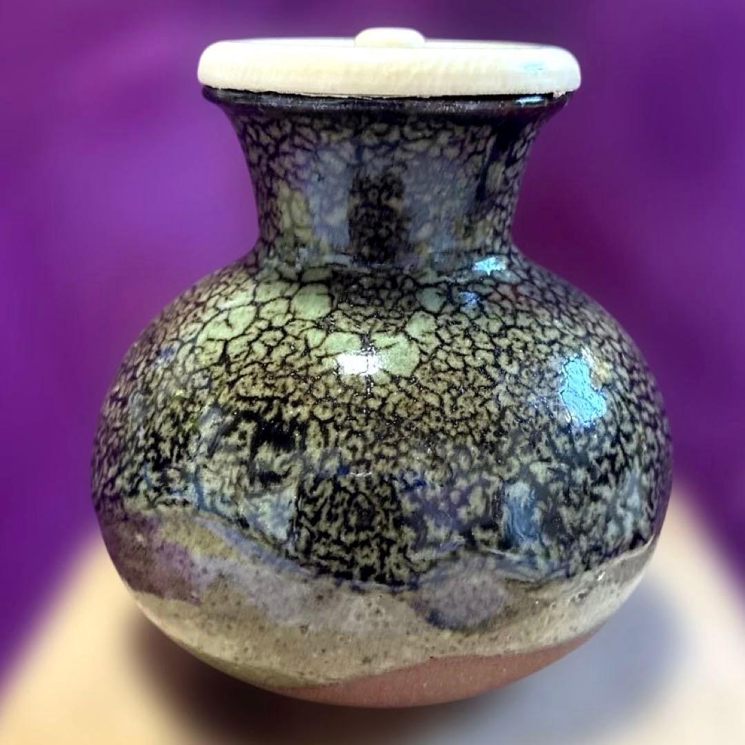 ✨レア✨茶道具✨『墨田窯　金太漢作』　茶入、織部 仕覆袋、共箱