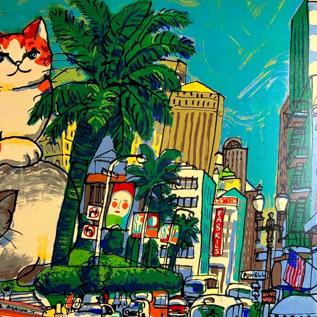 マイケル・ルー「ユニオンスクエア」シルクスクリーン 大作 直筆サイン入 猫 ネコ