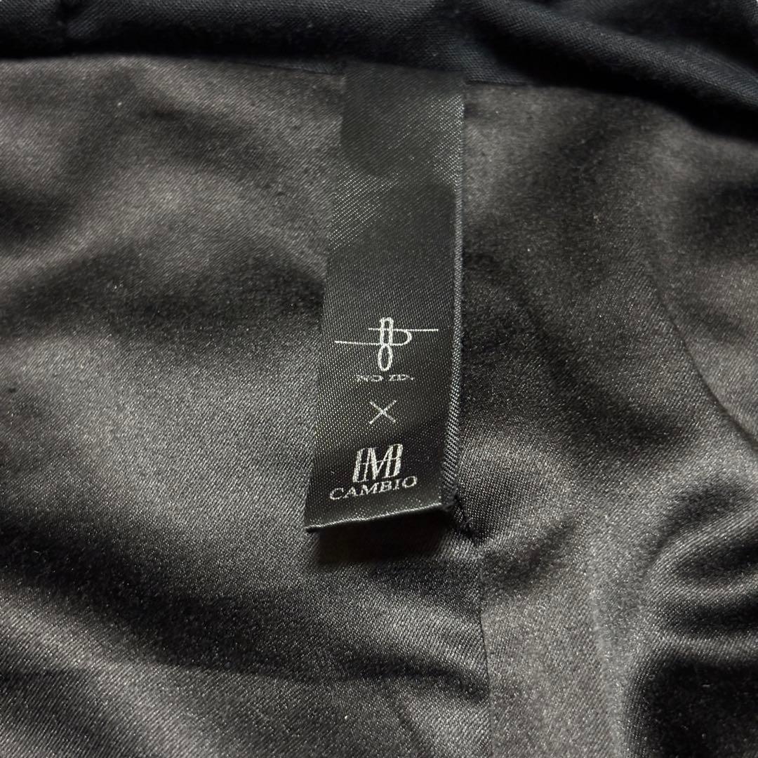 美品 ノーアイディー × カンビオ ラムレザー シングルライダースジャケット 黒