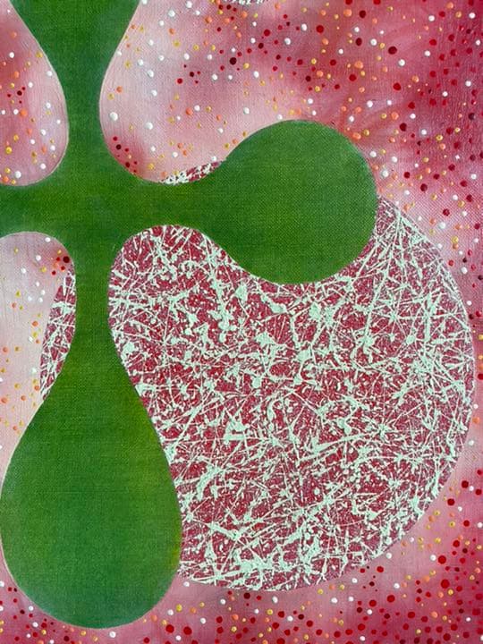 油絵　現代アート　赤NO1  作者　あんどうまさひろ　油彩画