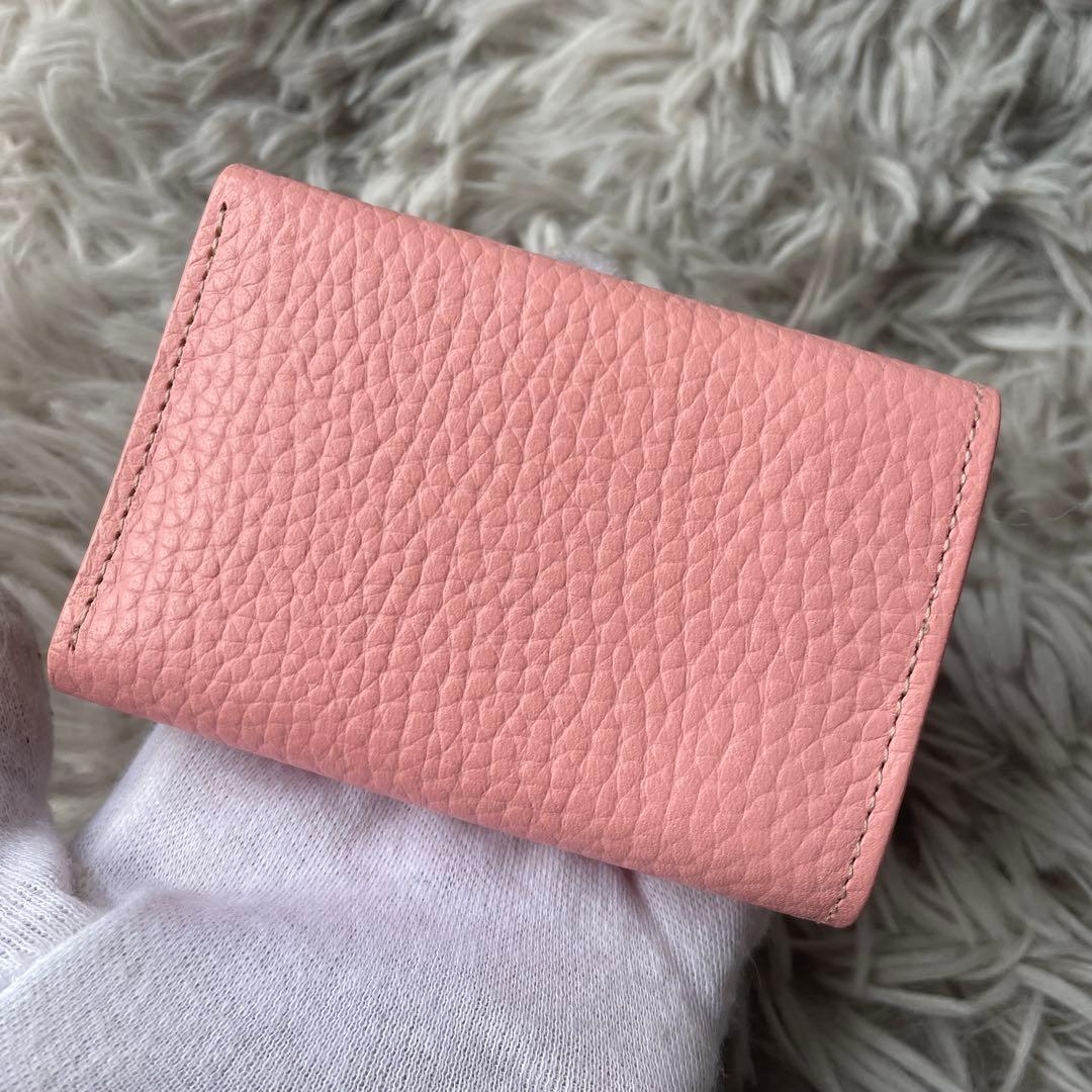 【極美品】ワコウ 三つ折り財布 パステルピンク