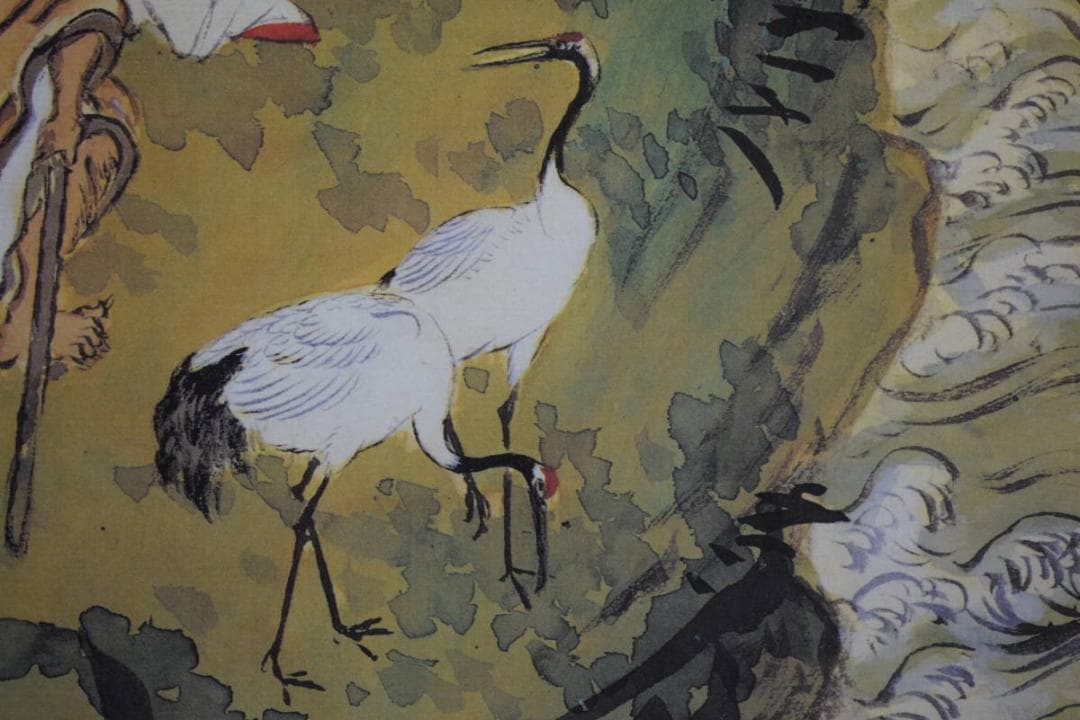 複製/富岡鉄斎/群仙祝寿図/工芸/桐共箱付/布袋屋掛軸HI-111