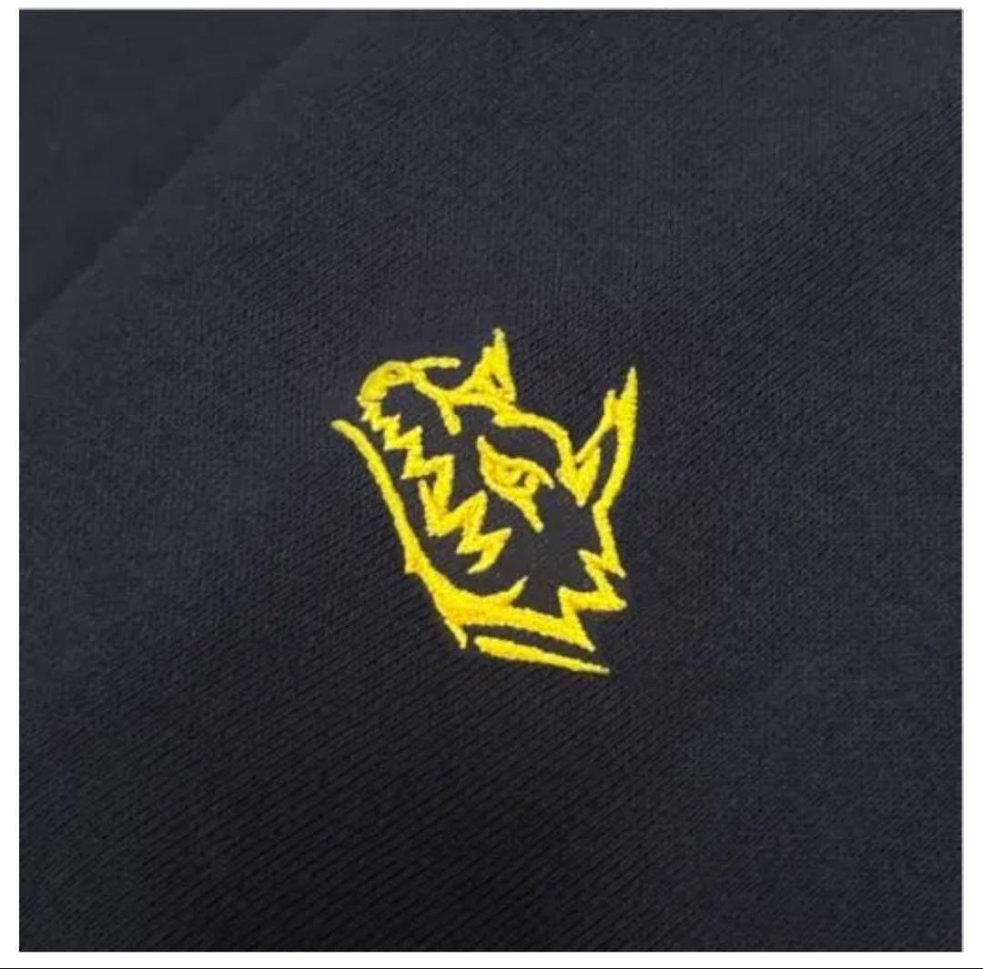 マンウィズ　刺繍パーカー　ネイビー×イエロー