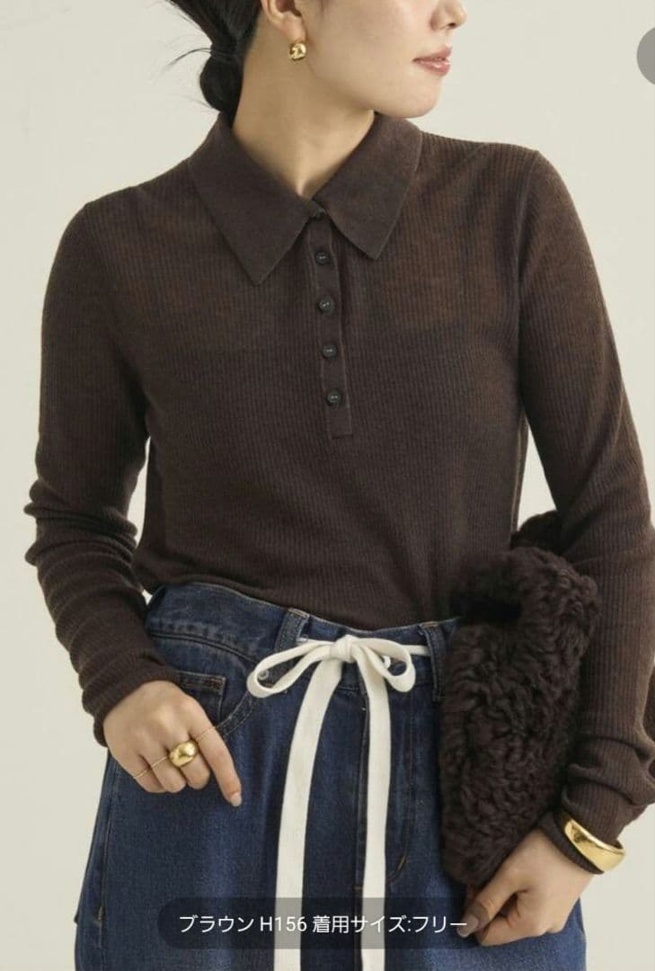 あかねです♡【未使用】プラージュ ポロニットシャツ　ブラウン