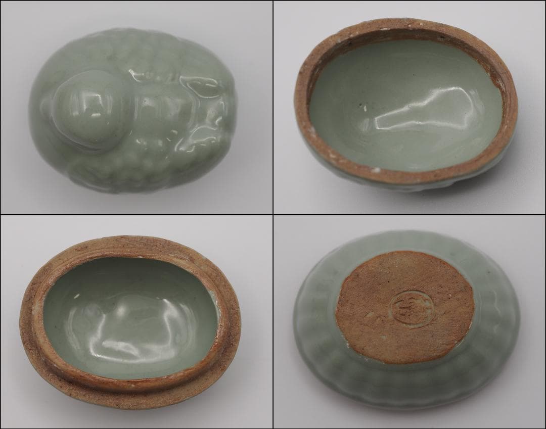 帝室技芸員 初代諏訪蘇山 青磁 鳩 香合 箱付