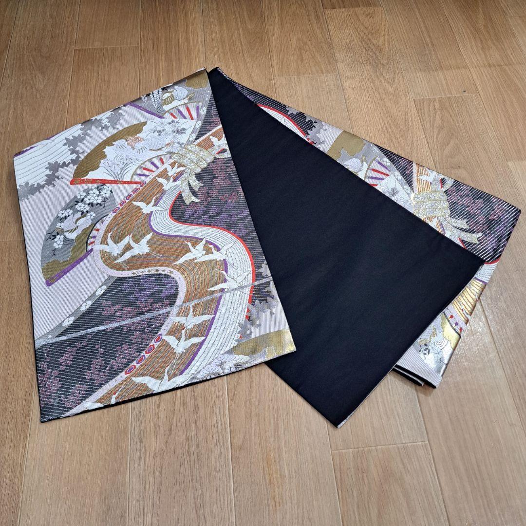 今大変お得なフルセット 正絹赤地振袖 ワイン裾グリーン御所車柄 成人式最適