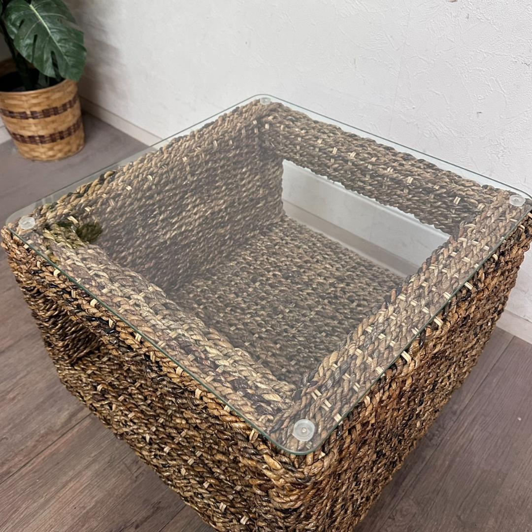 あさひなすずか　アジアンテイスト　ガラステーブル 幅　50cm