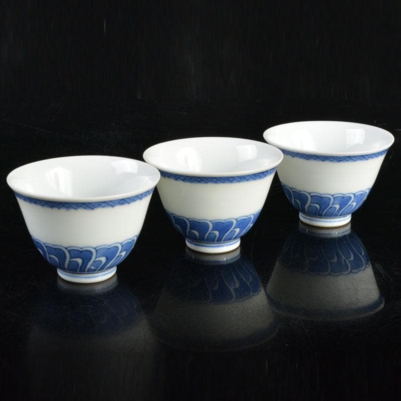 平安　三浦竹泉造　大明成化年製款　染付　煎茶碗　三客　V　R4643