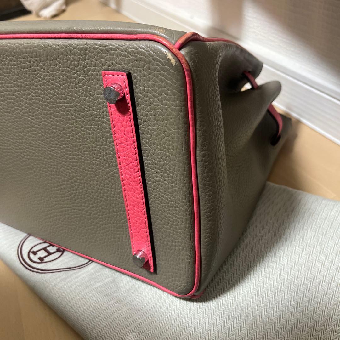 エルメス ハンドバッグ グレー/ピンク