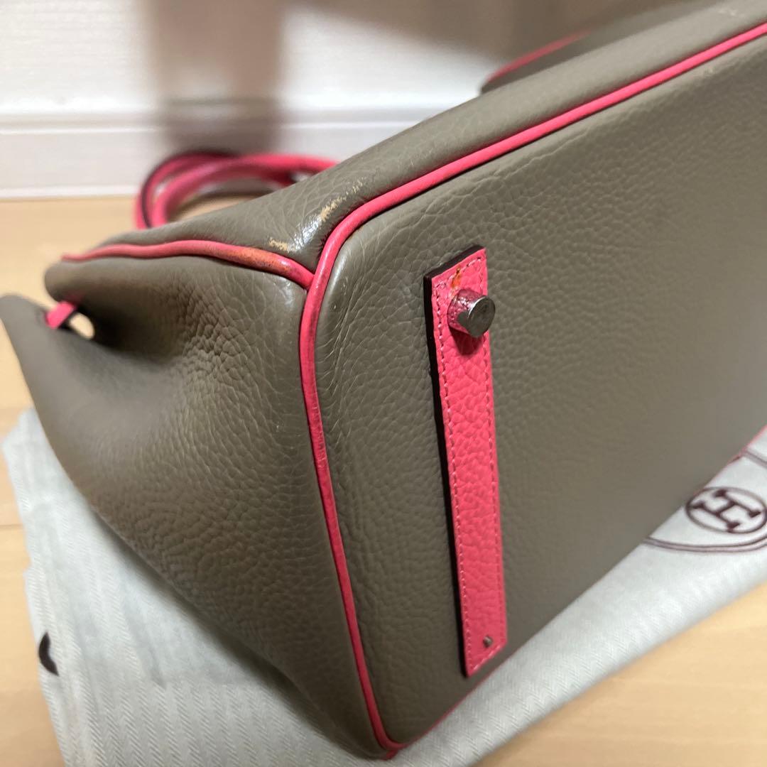 エルメス ハンドバッグ グレー/ピンク