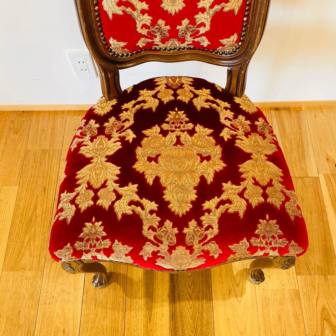 イタリア ダイニングチェア 金華山 赤 金 猫脚 椅子 ヨーロピアン ロココ ②