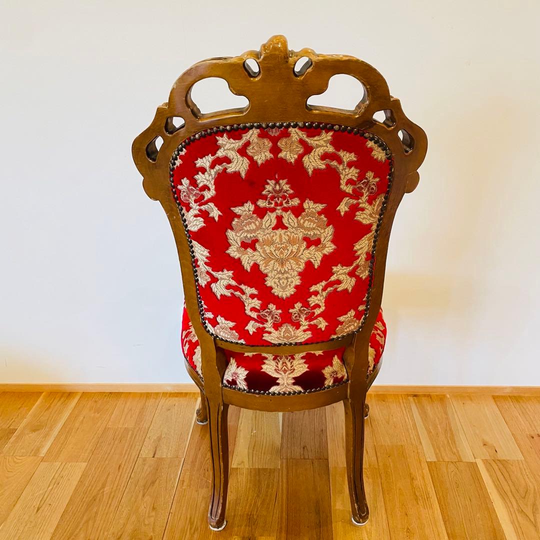 イタリア ダイニングチェア 金華山 赤 金 猫脚 椅子 ヨーロピアン ロココ ②