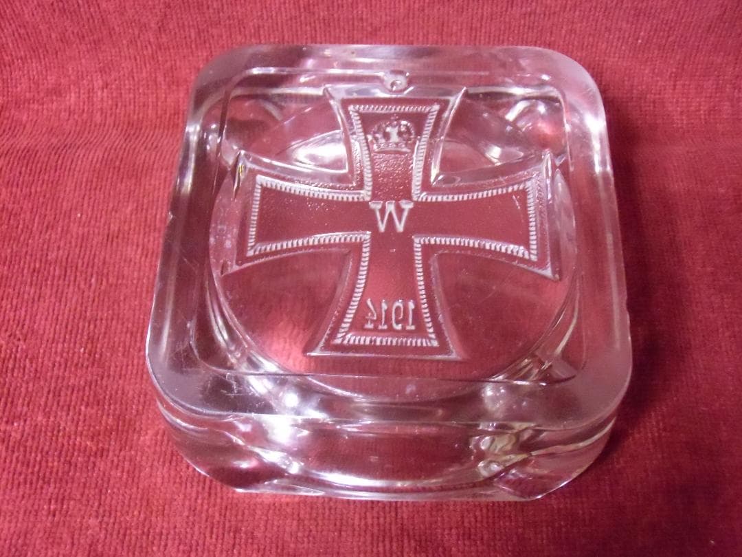 Ｗ帝政ドイツ軍/プロイセン王国＊１９１４鉄十字ガラス灰皿（実物）