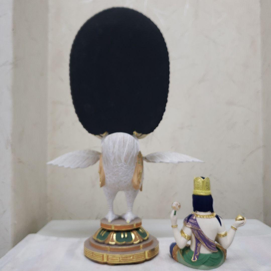 Ｂフライデー　最強魔除け仏像★柘植 孔雀明王像3寸 極彩色 錐金眼入★病魔退散