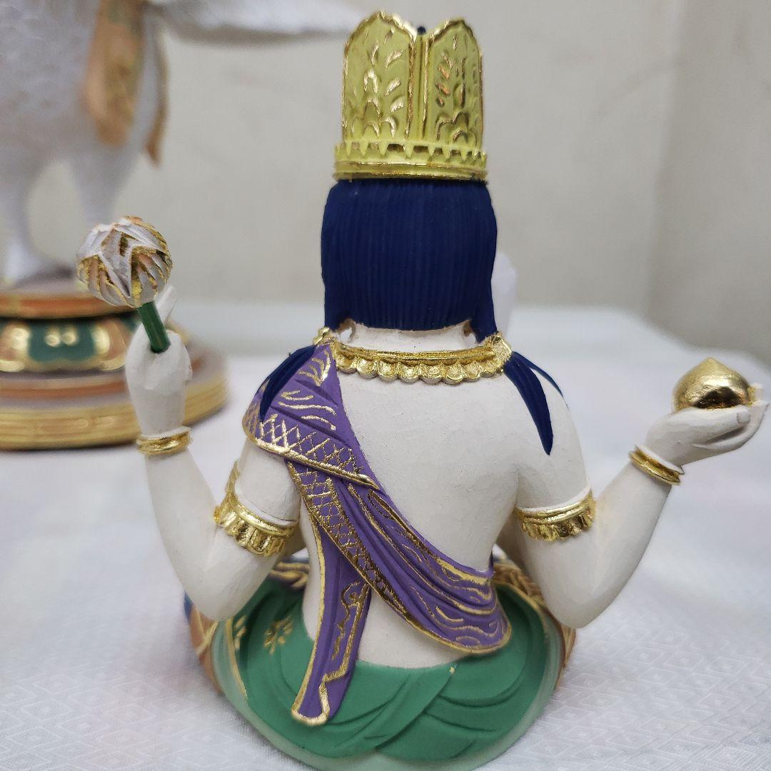 Ｂフライデー　最強魔除け仏像★柘植 孔雀明王像3寸 極彩色 錐金眼入★病魔退散