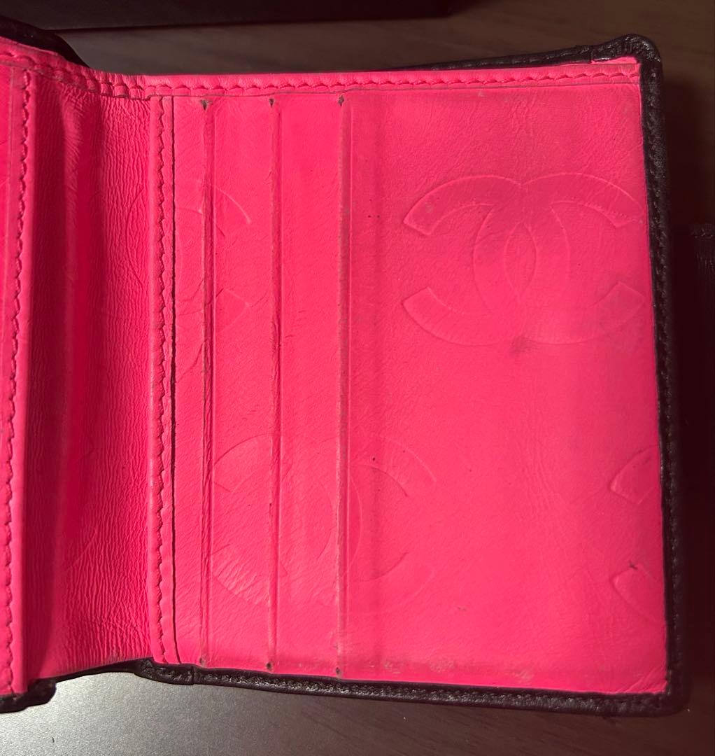 シャネル　二つ折り財布　カンボンライン　【おまけ付き　エルメスのりぼん】