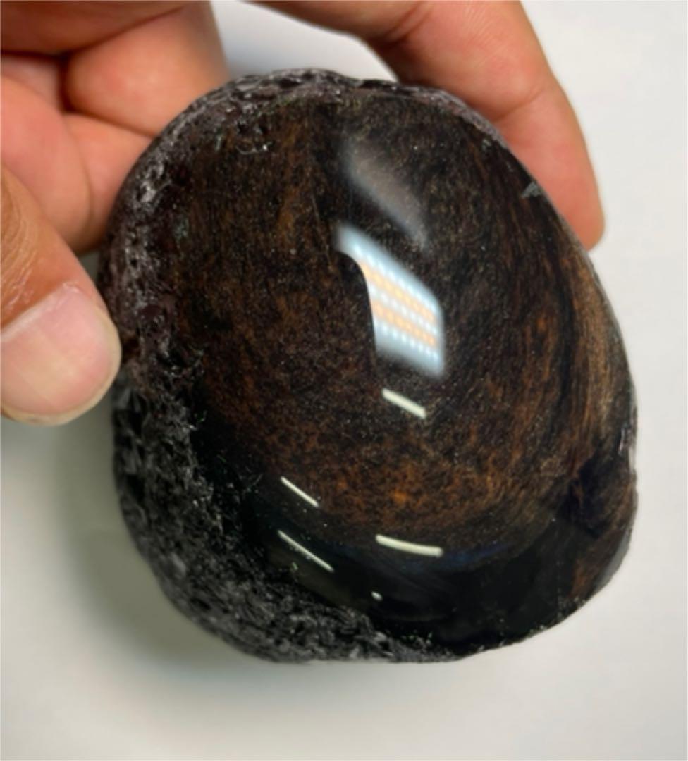 研磨品　十勝石玲瓏ゴールデンマホガニーオブシディアン　パープルシラー入り