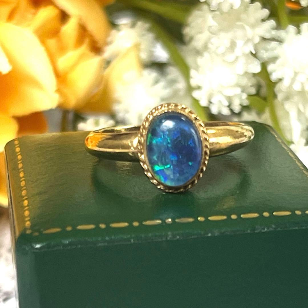【現品限り】英国 張り合わせ石 ビンテージ オパール　リング 指輪 1974年