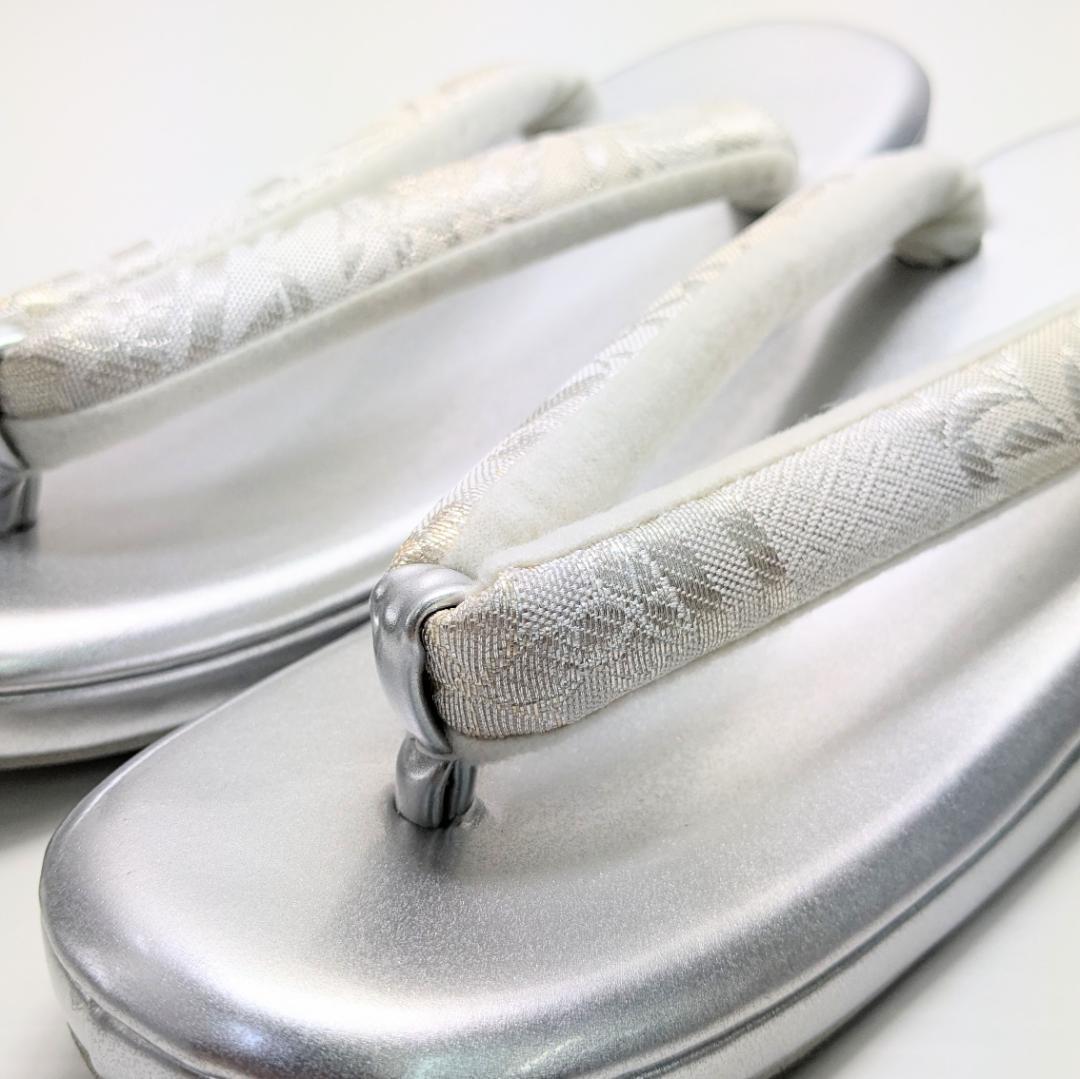 草履バッグセット フォーマル 帯地 シルバー S〜3Lサイズ u777