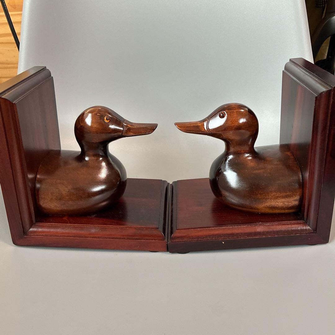 ヴィンテージTSUBOGEN木味ハンドメイド マガモ　デコイ ブックエンド　鴨