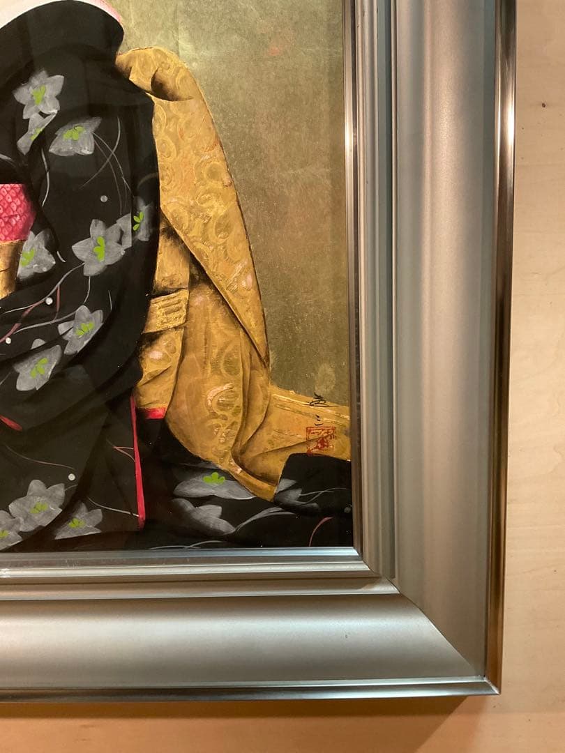 清水達三　「舞妓」　日本画１０号　直筆サイン・落款・共シール有り