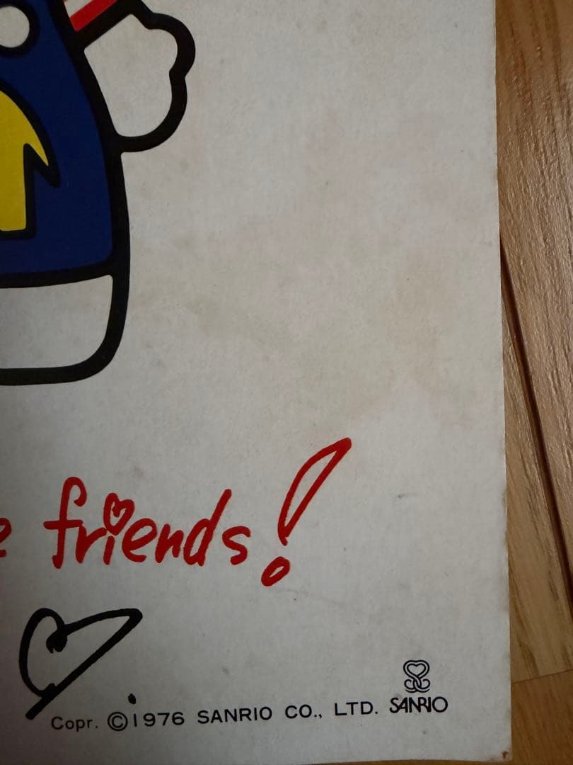 激レア★初期ハローキティ色紙サイズイラスト★ 米窪節子サイン入り（印刷）