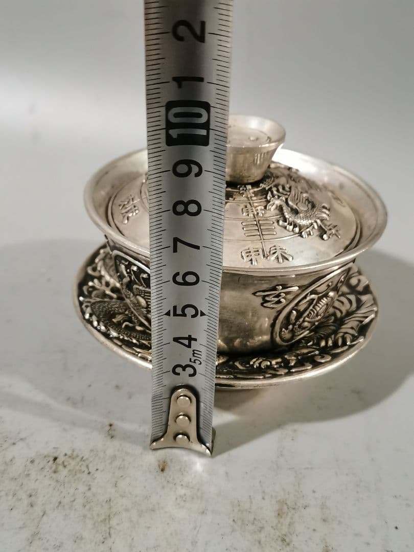 中国茶器 銅器 四大神獣三才蓋碗 茶器 装飾品 工芸品 置物