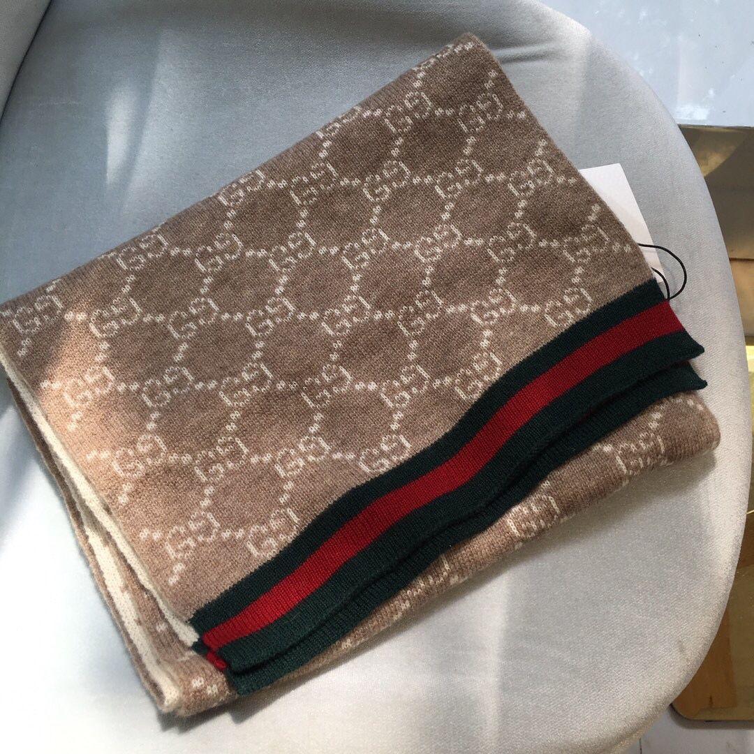 ベージュ パターン マフラー30*190cm