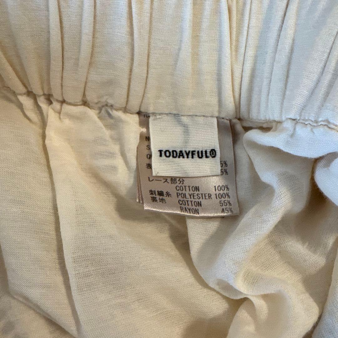 TODAYFUL 刺繍ホワイトパンツ　36