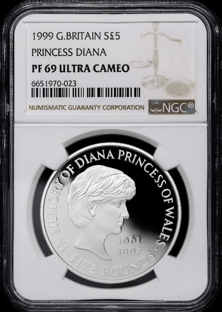 人気【PF69 ウルトラカメオ】 ダイアナ妃追悼記念　銀貨　1999年
