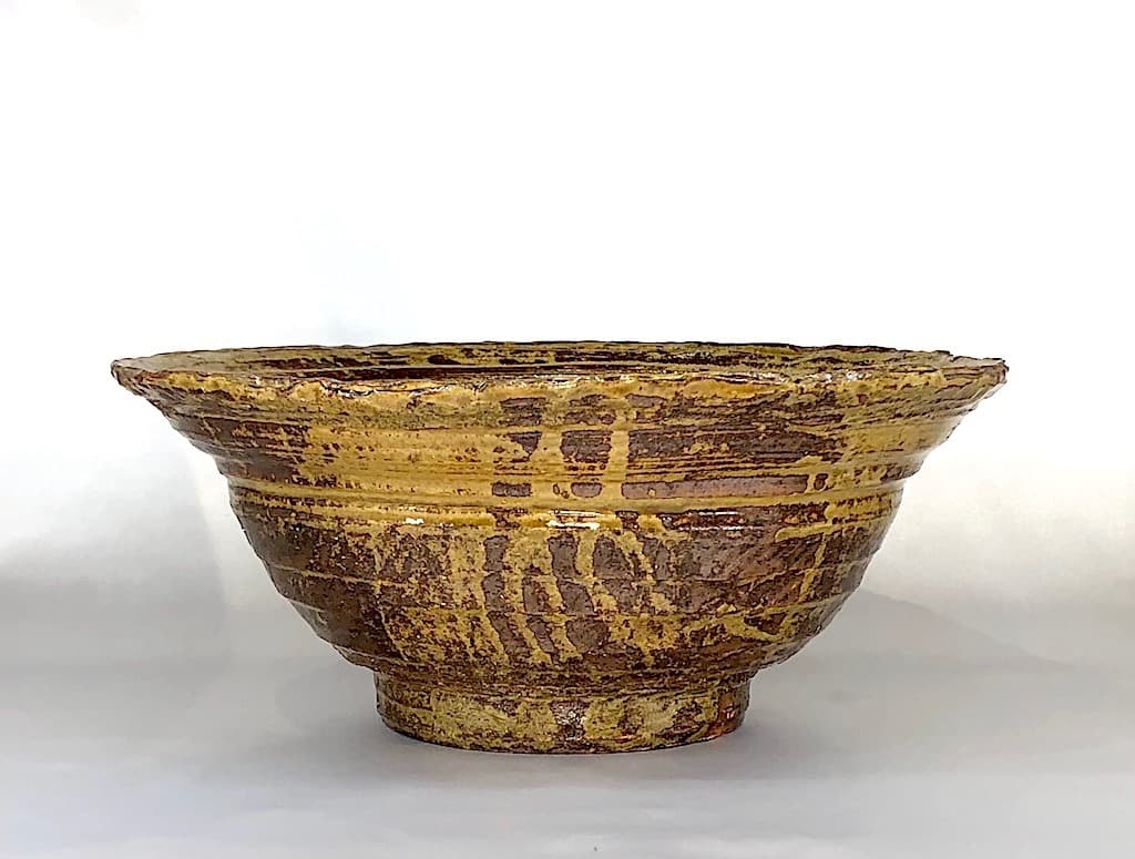 京焼・清水焼　清水六兵衛（三代）作　伊羅保　大鉢　無傷　箱無　保証。